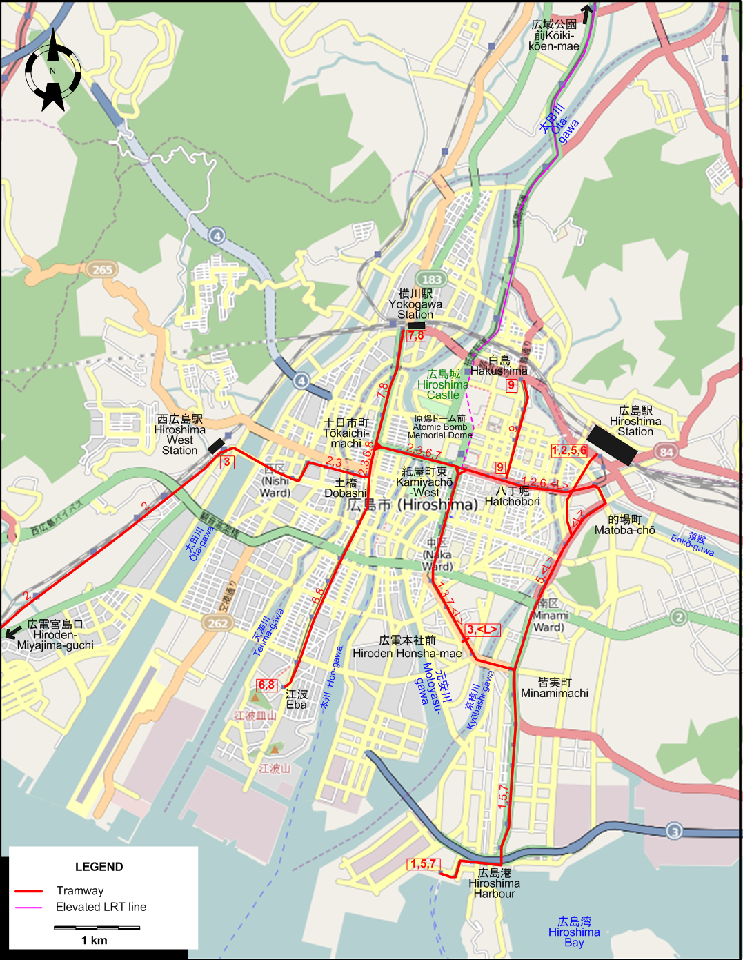 Hiroshima tram map 2026