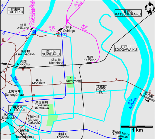 Tokyo Eastern tram map – 2010