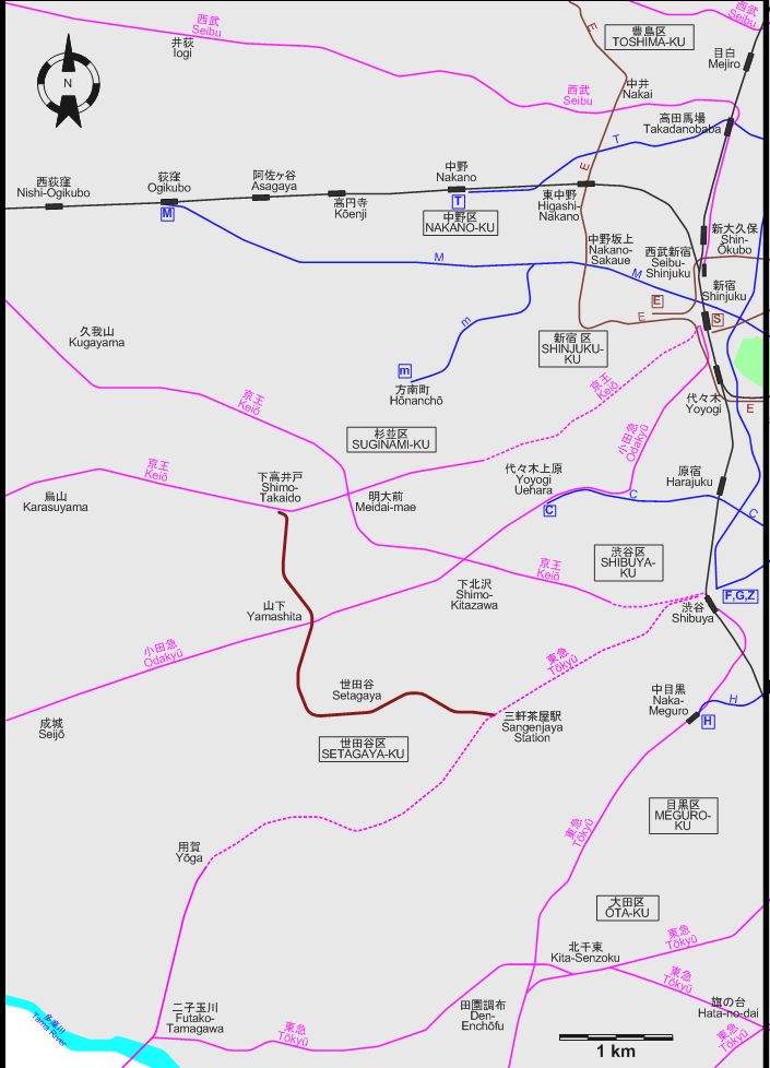 Tokyo Western tram map – 2010
