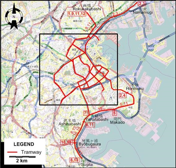 Yokohama tram map 1958