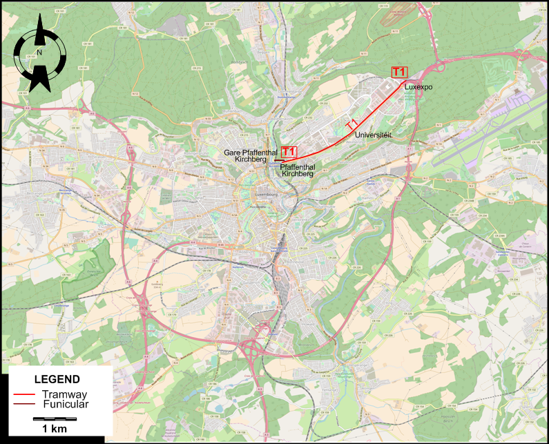 Luxembourg 2017 tram map