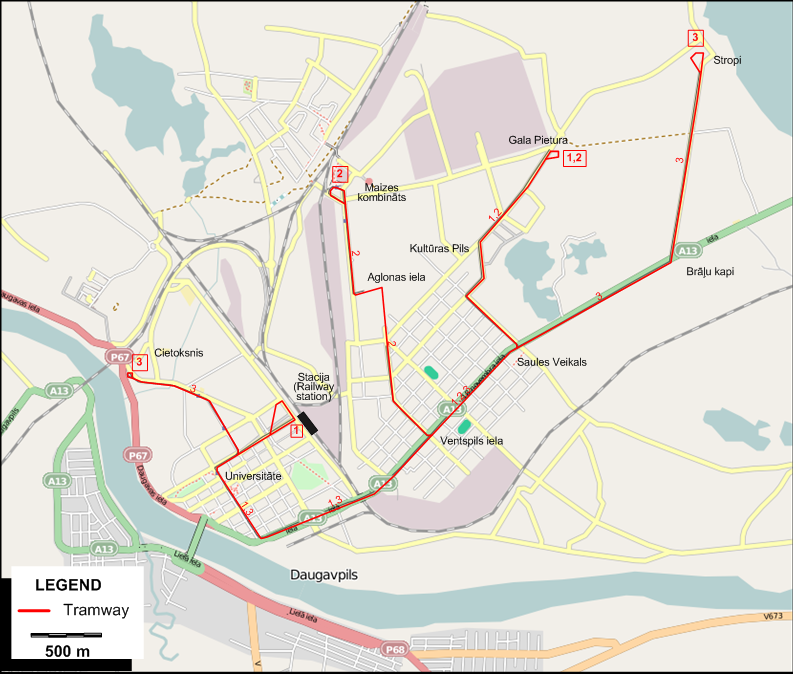 Daugavpils tram map 2010