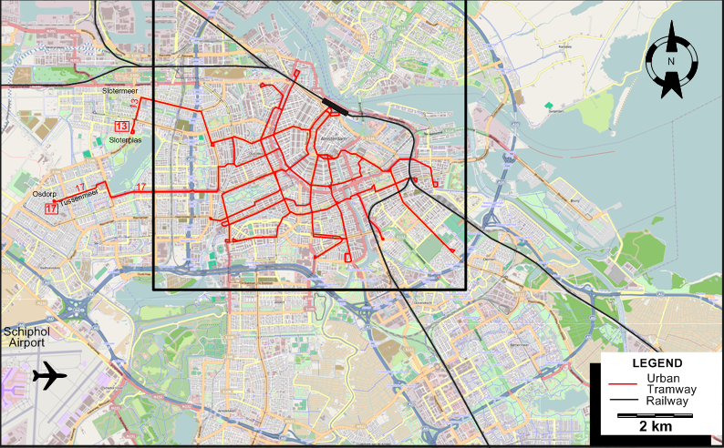 Amsterdam 1970 tram map