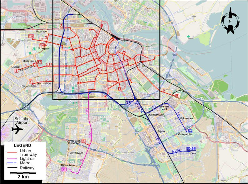 Amsterdam 1998 tram map