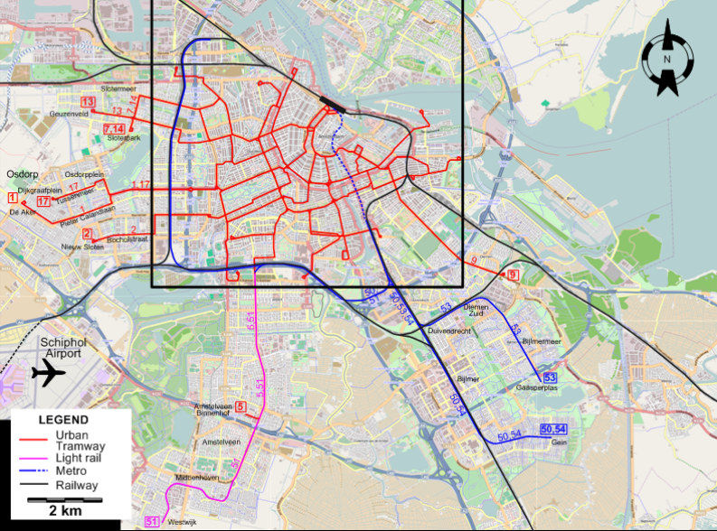 Amsterdam 2004 tram map