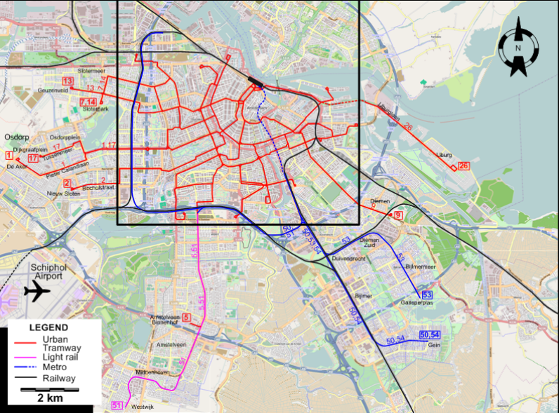 Amsterdam 2010 tram map