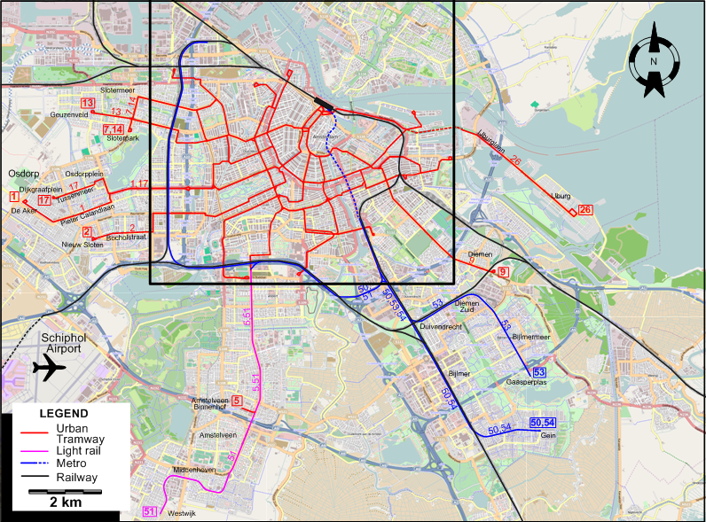 Amsterdam 2016 tram map
