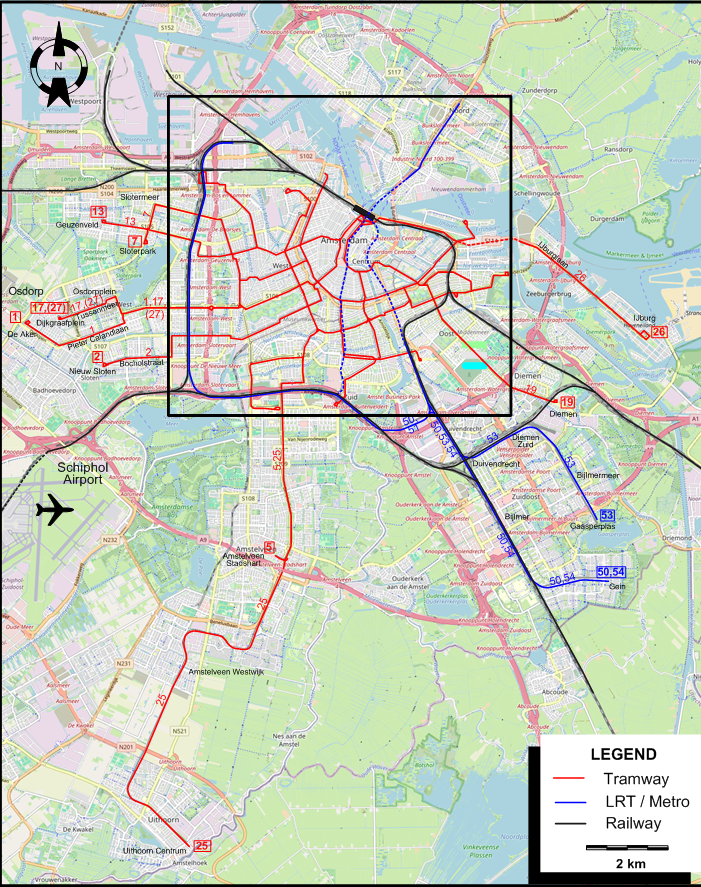 Amsterdam 2024 tram map