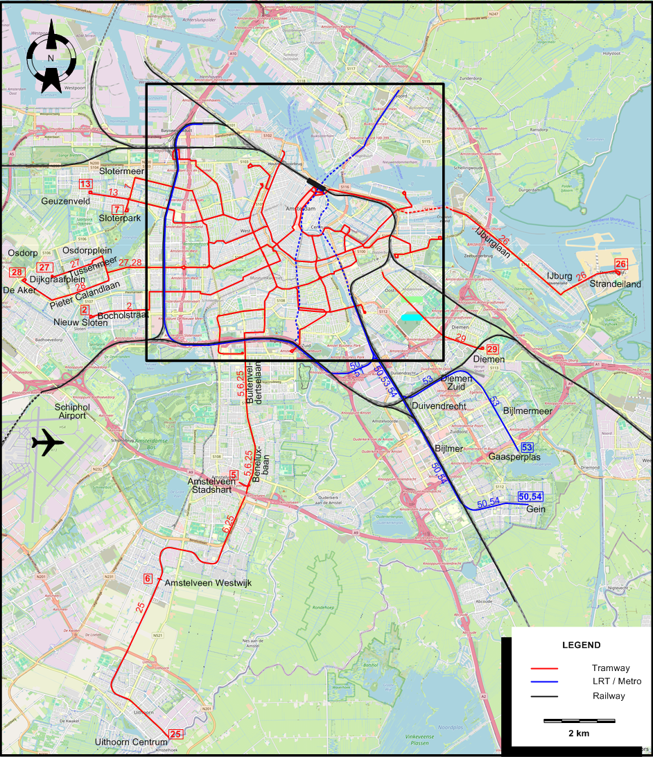 Amsterdam 2026 tram map