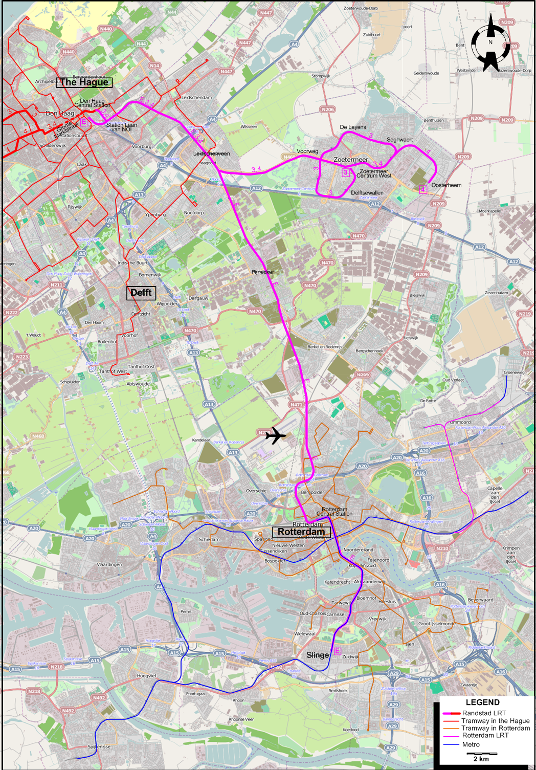 Randstadrail 2010 LRT map