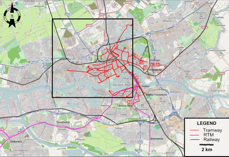 Rotterdam 1950 tram map