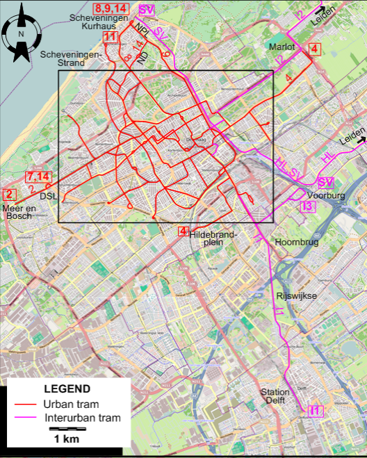 The Hague 1950 tram map