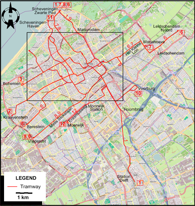 The Hague 1984 tram map