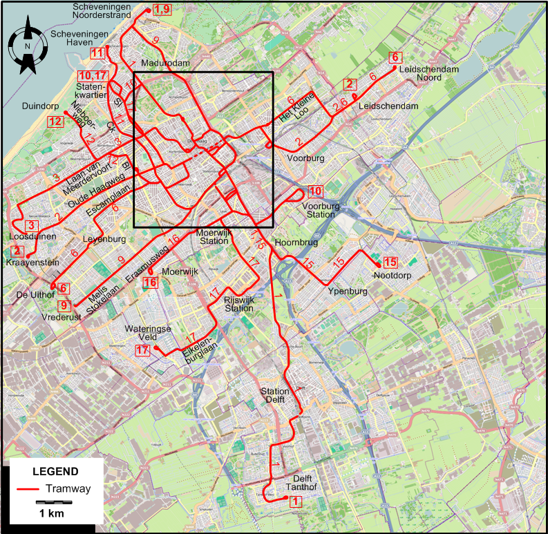 The Hague 2005 tram map