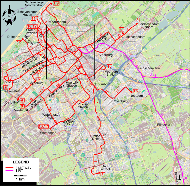 The Hague 2008 tram map