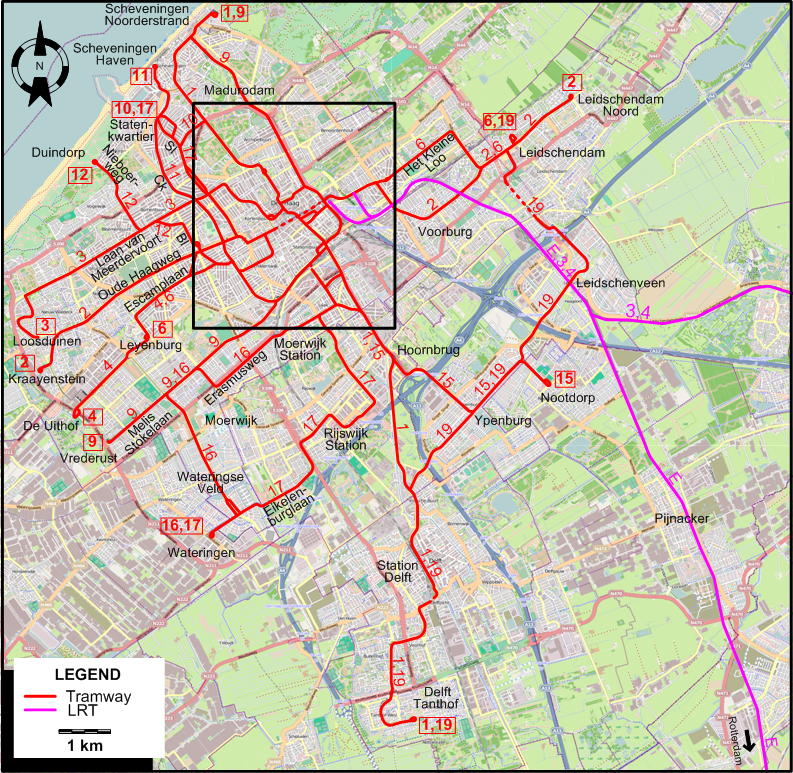 The Hague 2011 tram map