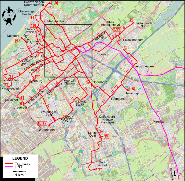 The Hague 2017 tram map
