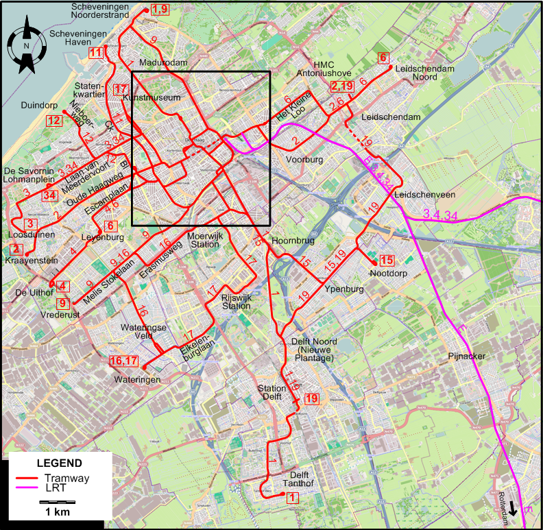 The Hague 2022 tram map