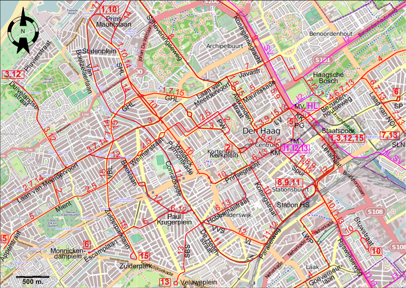 The Hague 1950 downtown tram map