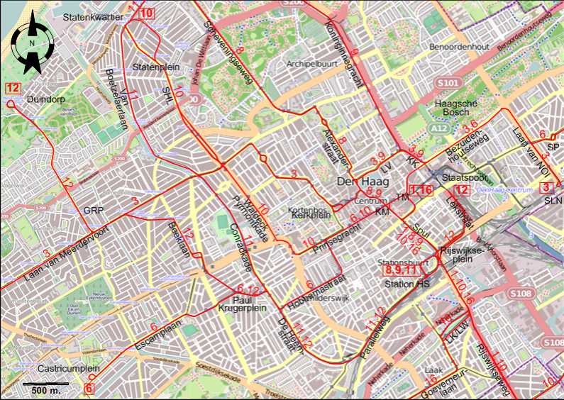 The Hague 1971 downtown tram map