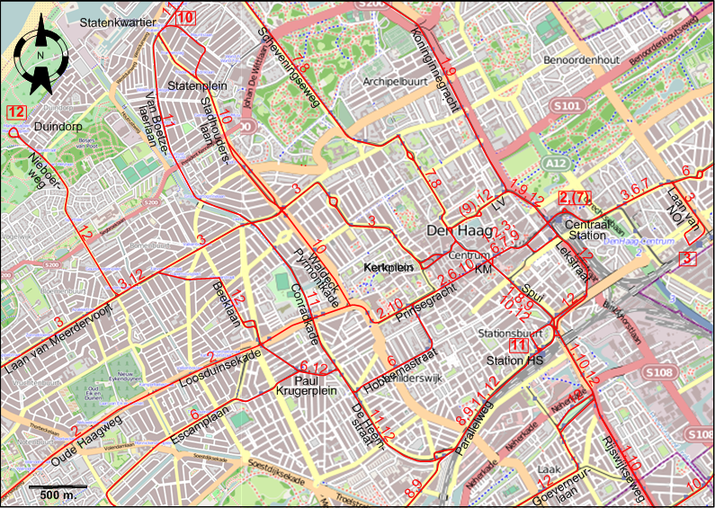 The Hague 1984 downtown tram map