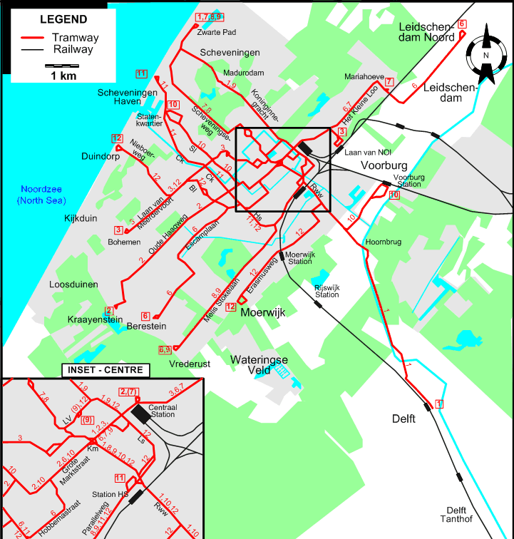 The Hague 1984 tram map