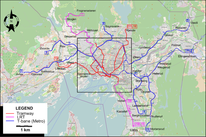 Oslo tram map 2013