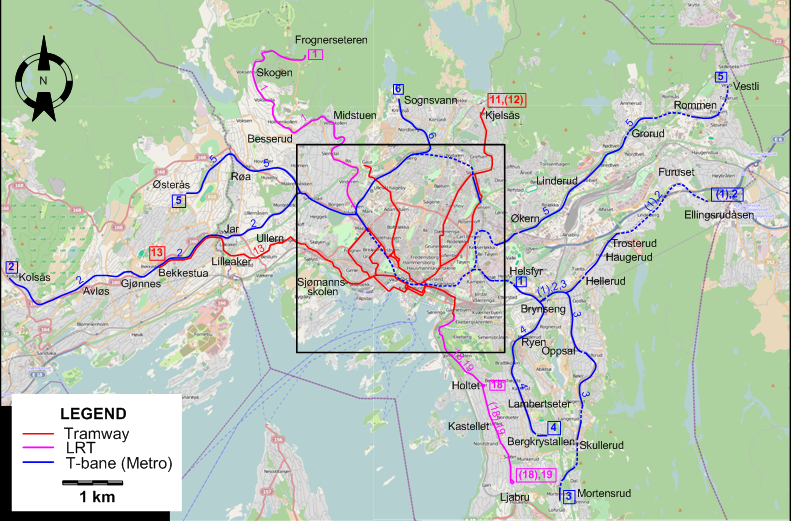 Oslo tram map 2014