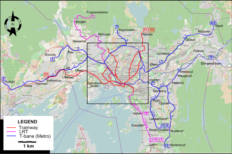Oslo tram map 2016