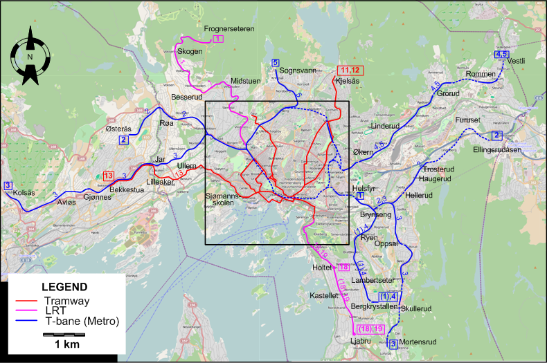 Oslo tram map 2017