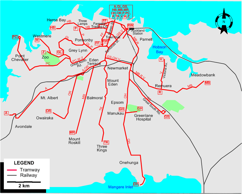 Auckland tram map