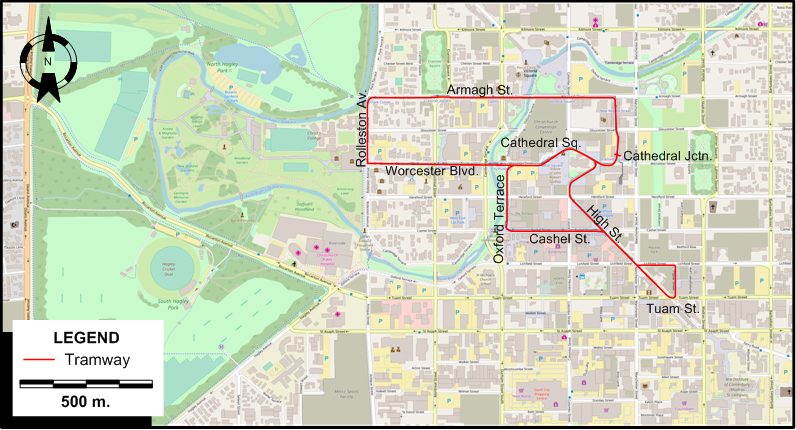 Christchurch 2022 tram map