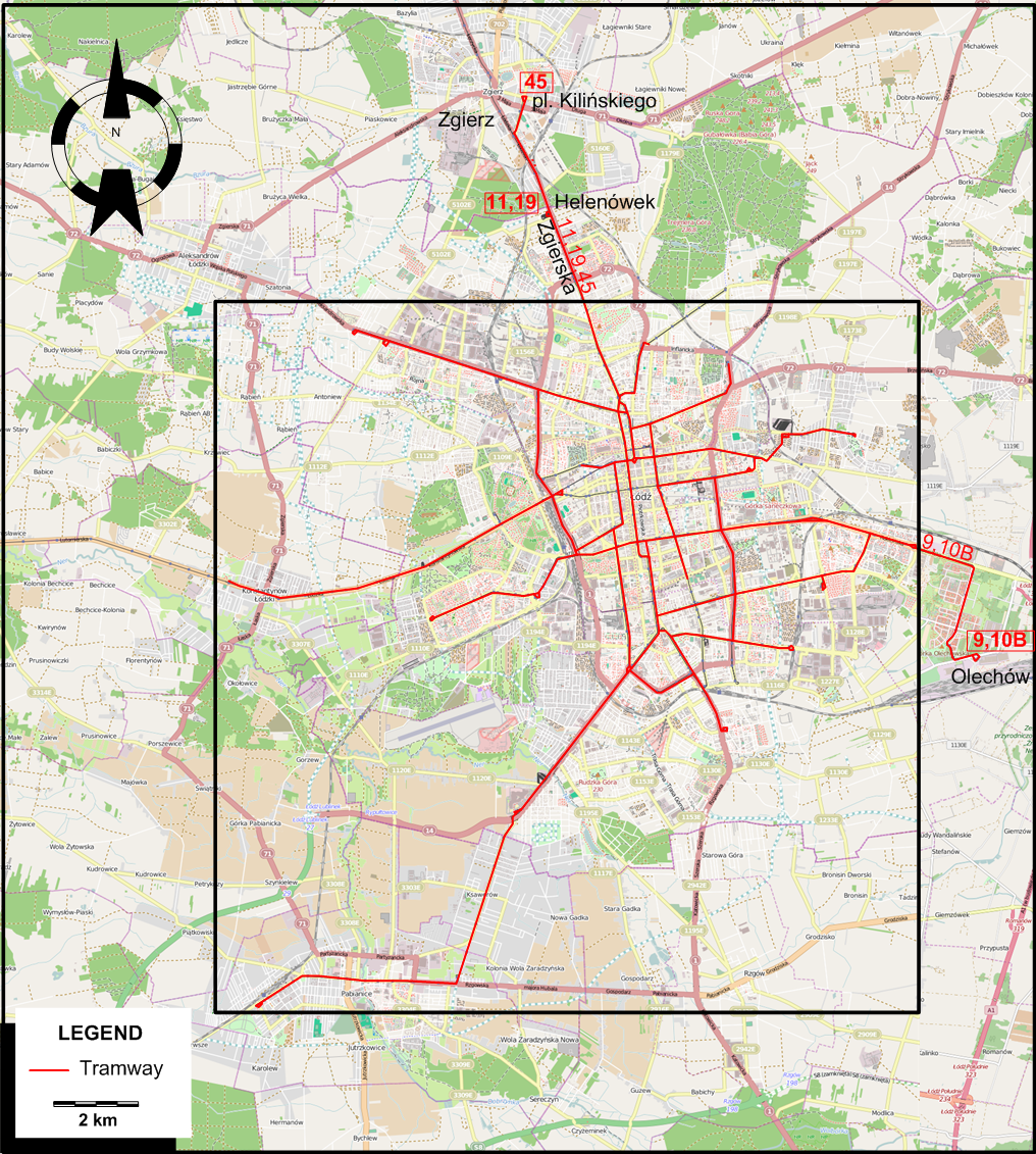 Lodz tram map 2025