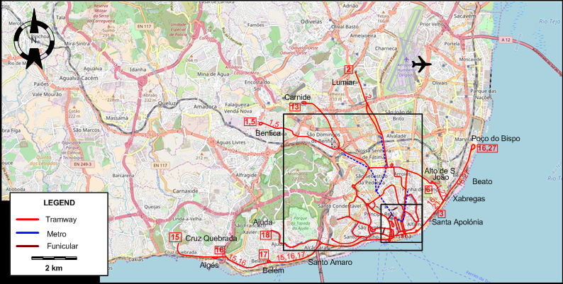 Lisbon 1970 tram map