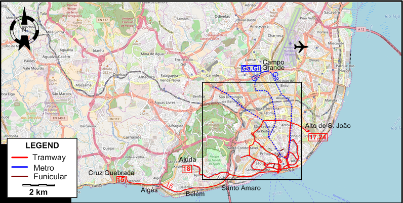 Lisbon 1995 tram map