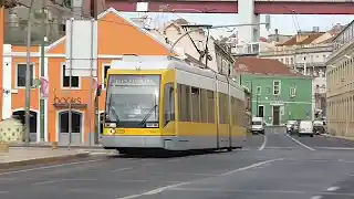 Lisbon modern trams video