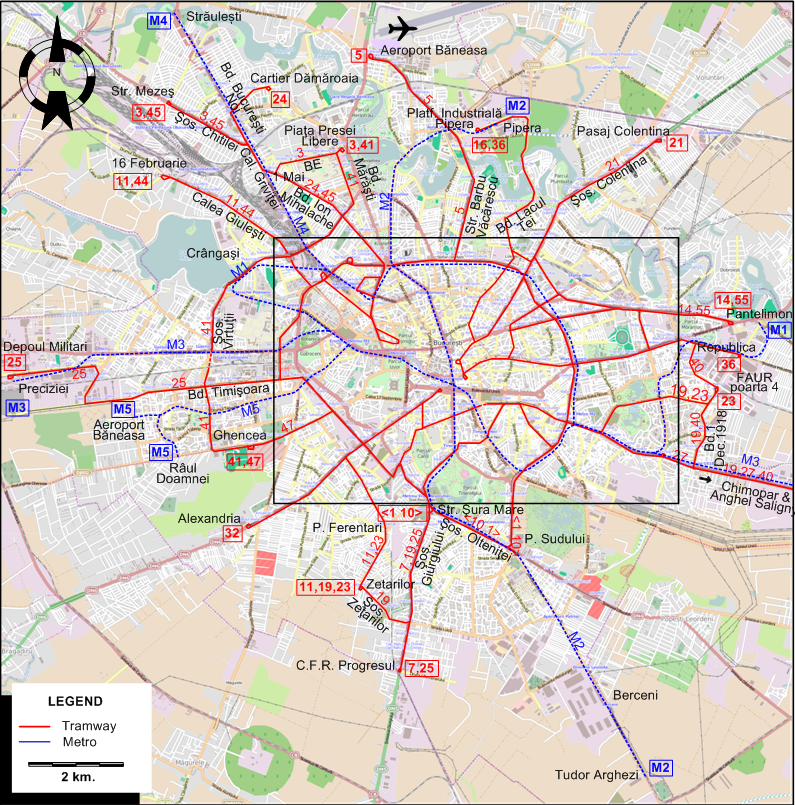Bucharest tram map 2023