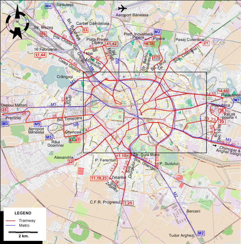 Bucharest tram map 2024