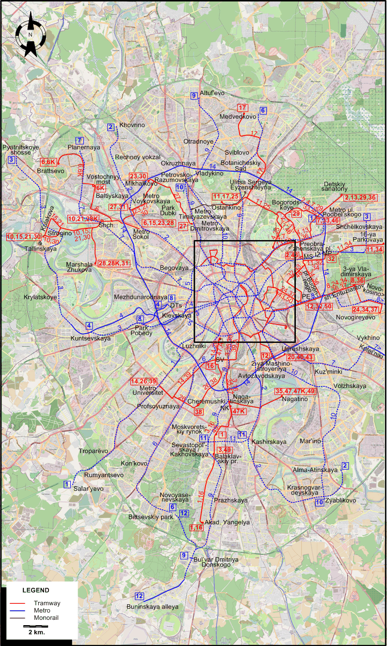 Moscow tram map 2017