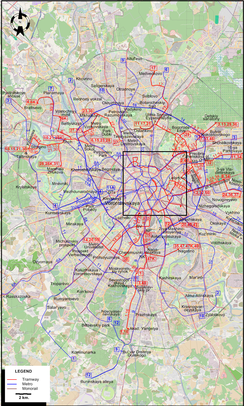 Moscow tram map 2021