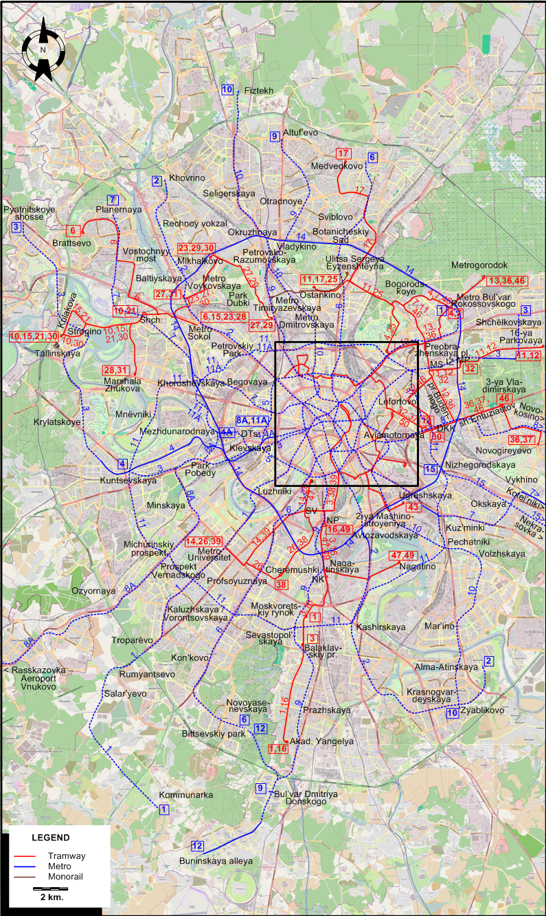 Moscow tram map 2023