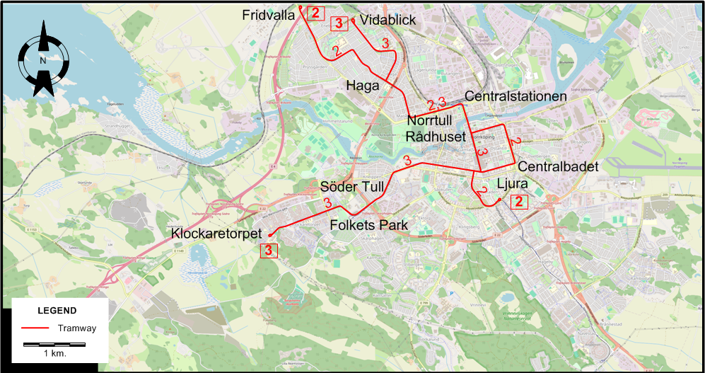 Norrköping tram map 2006