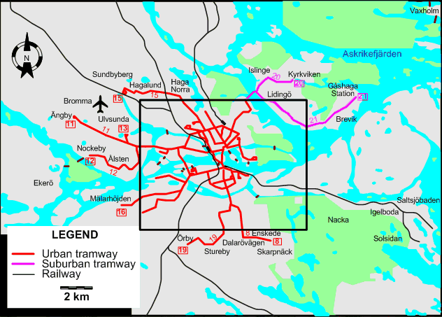 Stockholm tram map 1946