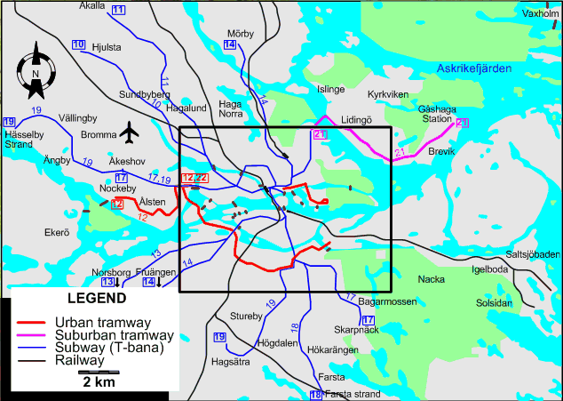 Stockholm tram map 2002