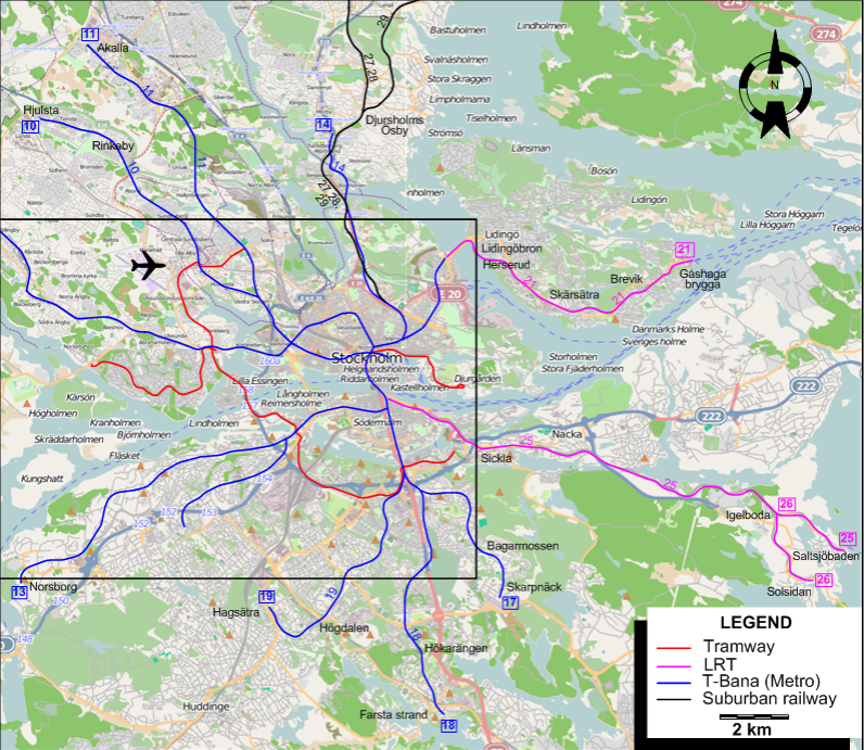 Stockholm tram map 2013