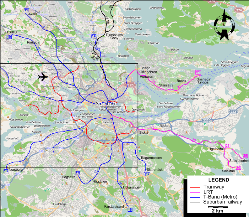 Stockholm tram map 2014