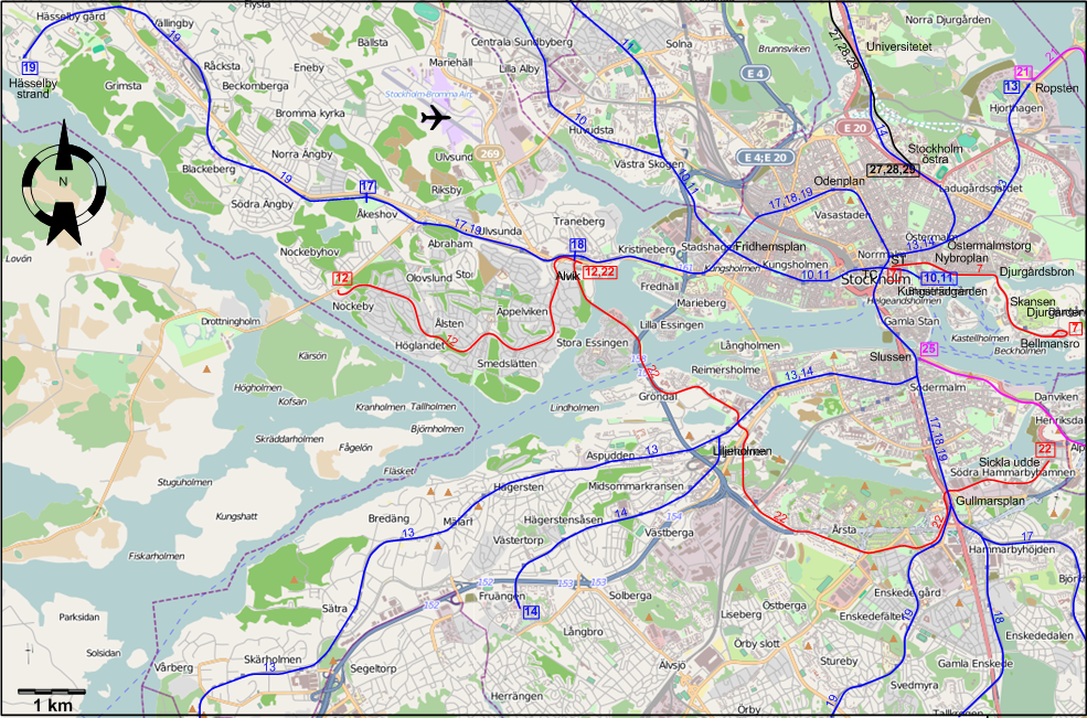 Stockholm downtown tram map 2010