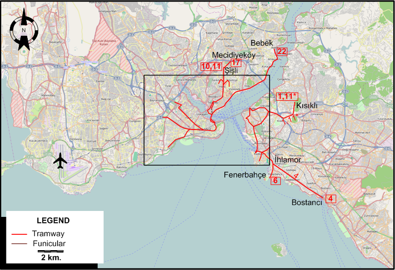 Istanbul tram map 1954