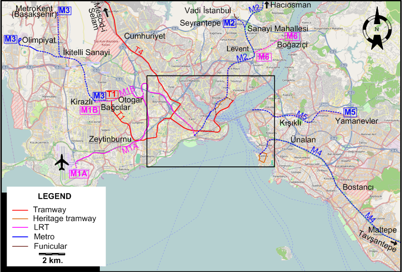 Istanbul tram map 2017