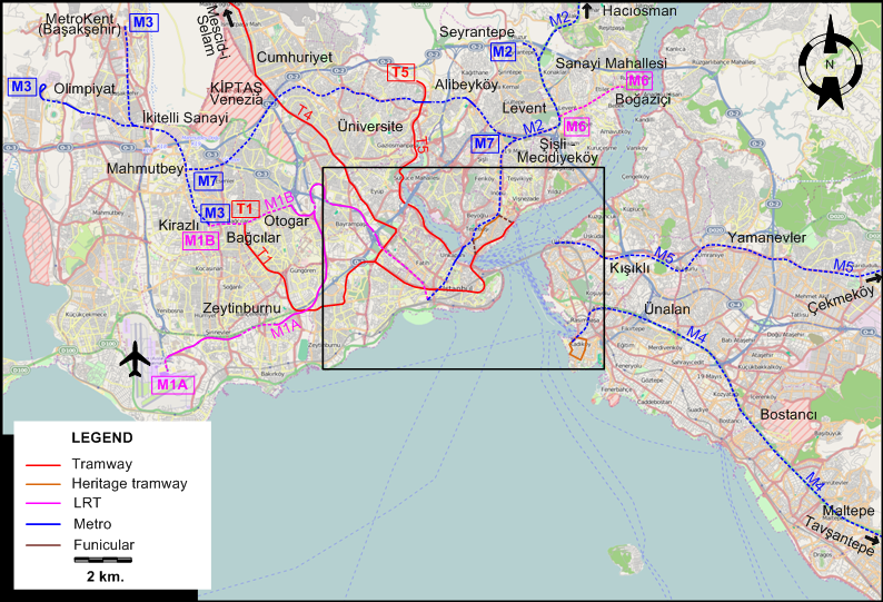 Istanbul tram map 2021